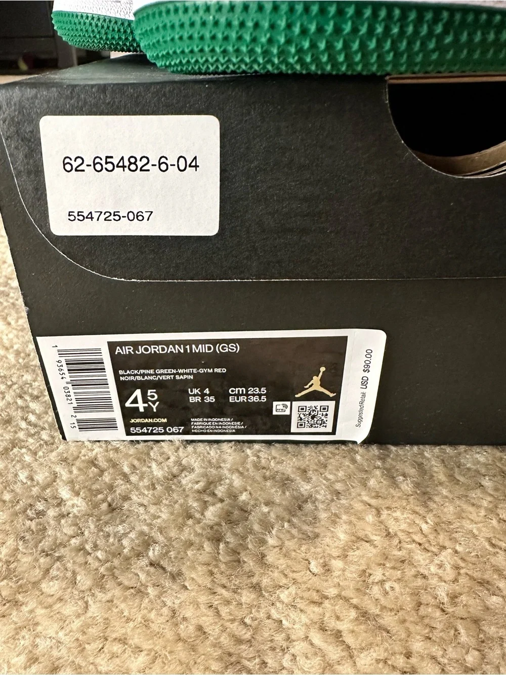Jordan Air Jordan 1 Mid Black Pine Green White never worn new